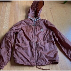 Vintage weather tamer Brown Hooded Windbreaker Jacket youth 14
